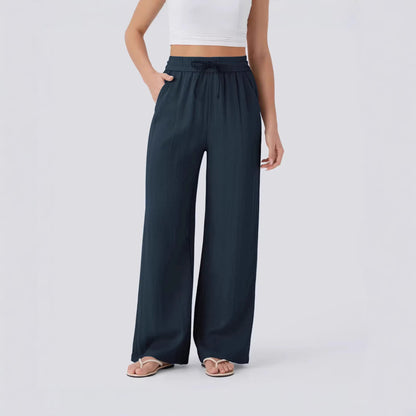 Damen Palazzo-Hose Elastischer Bund Praktische Taschen