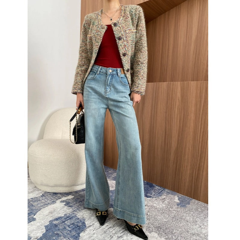 Damen Schlagjeans Highwaist Vintage-Stil