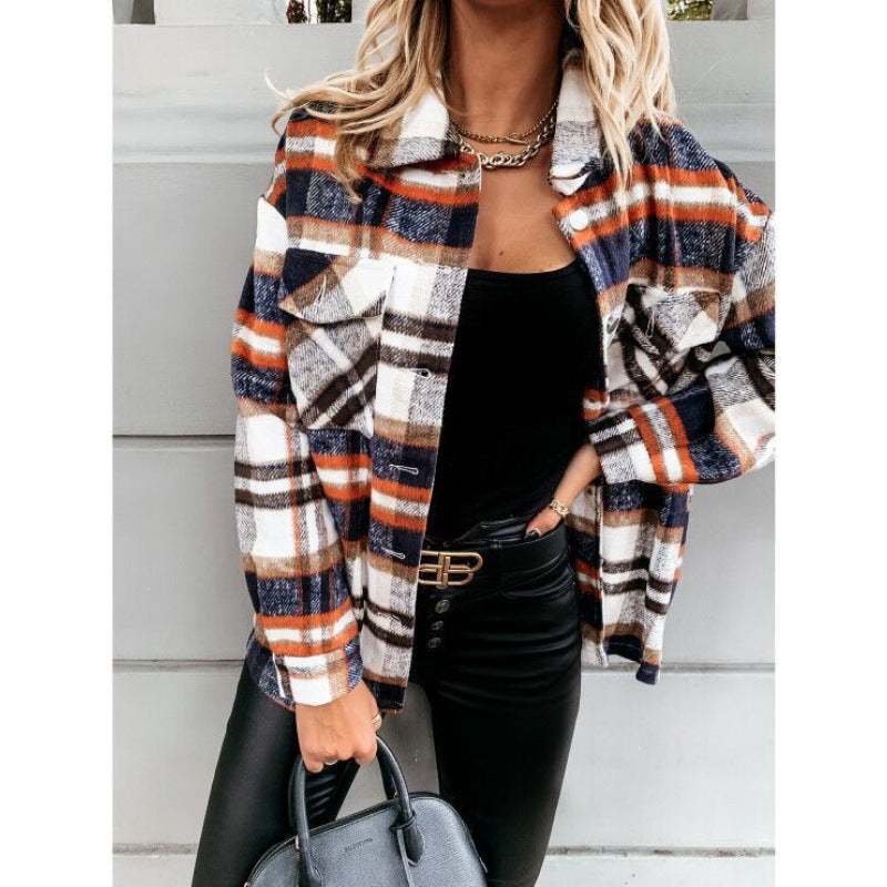 Damen Karomuster Flanelljacke