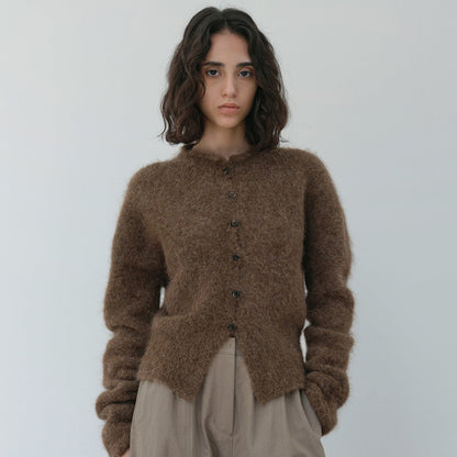 Damen Strickcardigan Elegantes Design Mit Knöpfen Beige