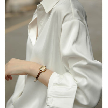 Damen Bluse Oversized Klassisch Weiß Norvielle