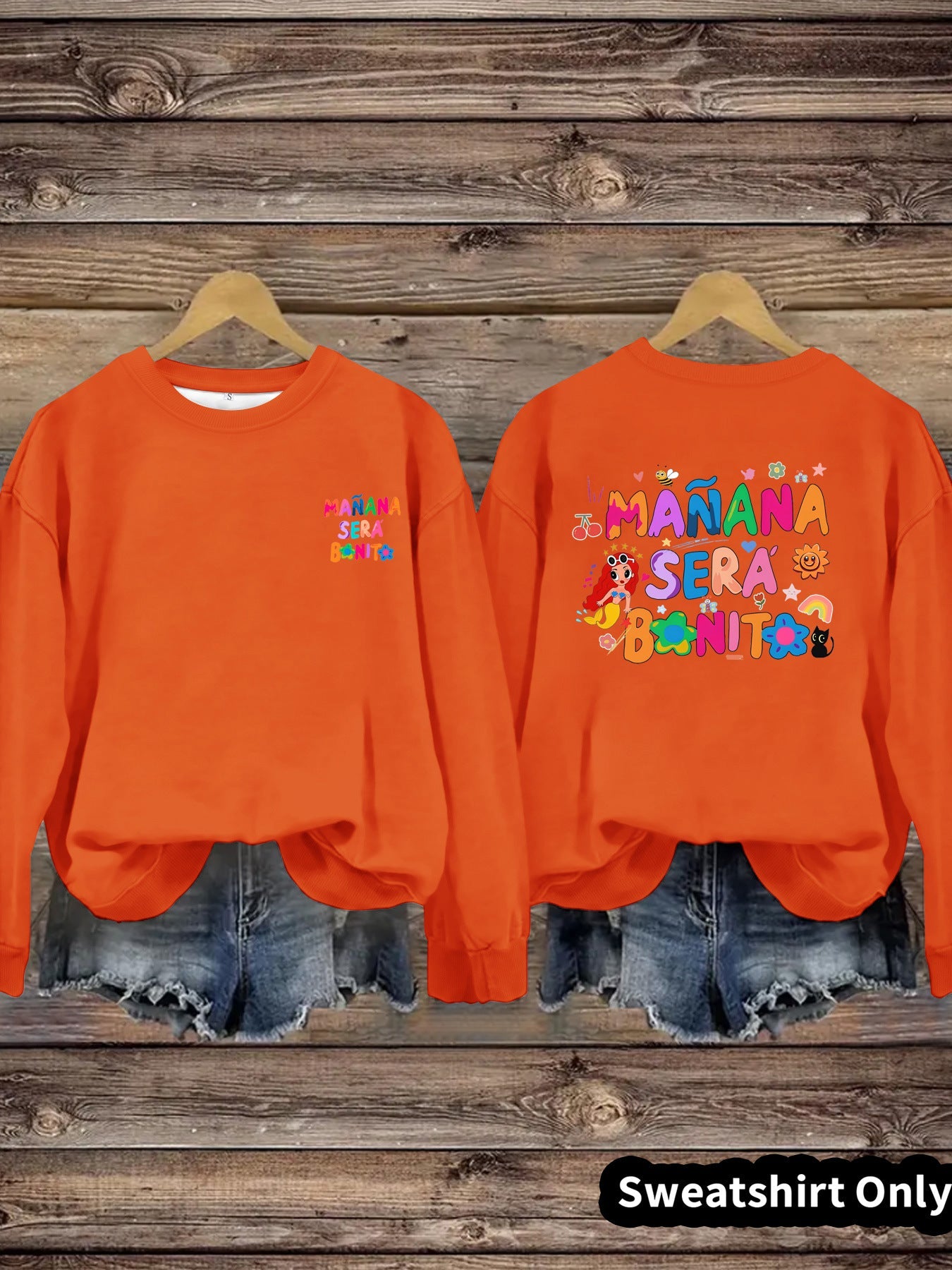 Damen Sweatshirt Verspielter Aufdruck Lässiger Schnitt Norvielle
