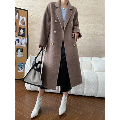 Damen Oversized-Mantel Doppelknopfleiste Weichgefüttert