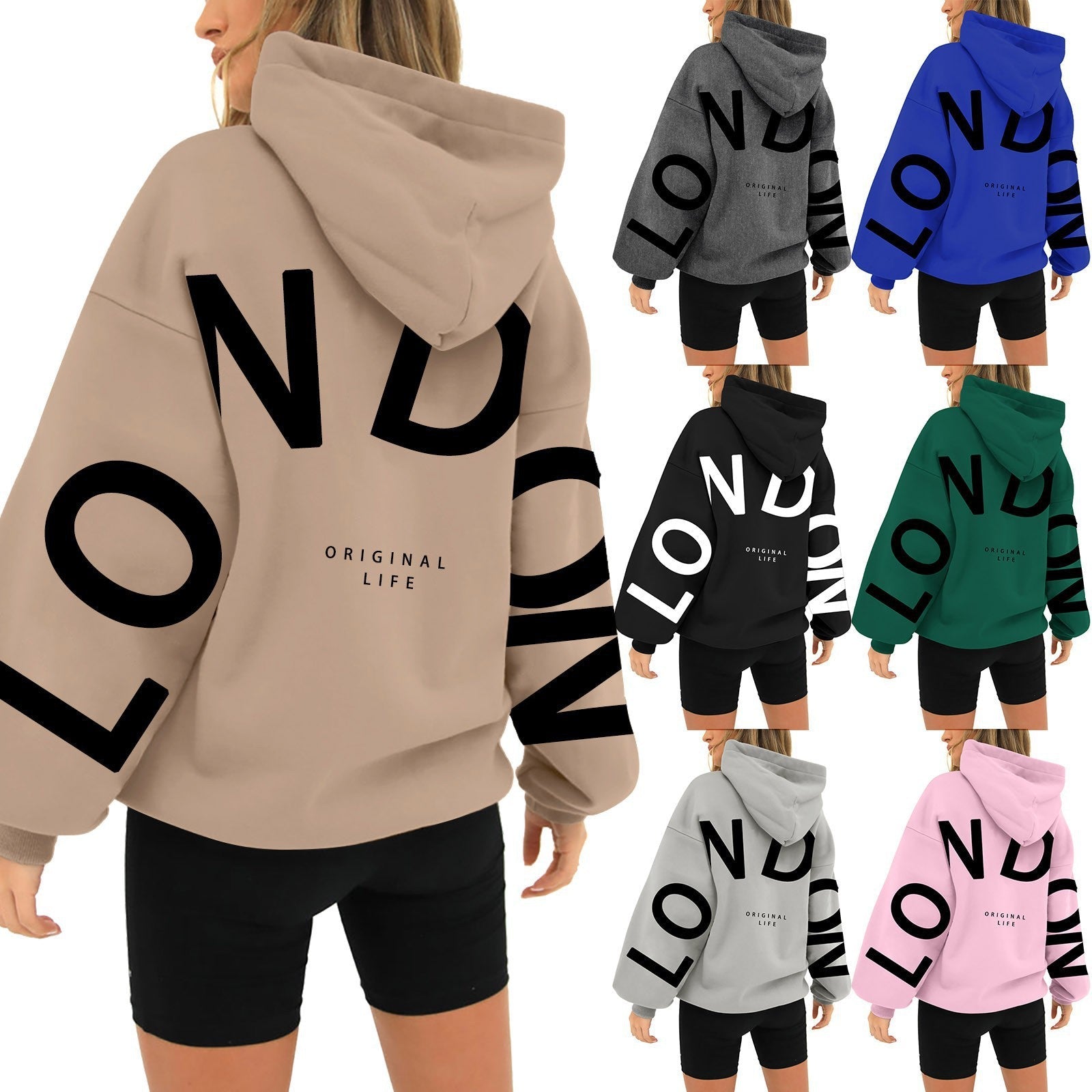 Damen Oversized Hoodie London Print Norvielle - Norvielle