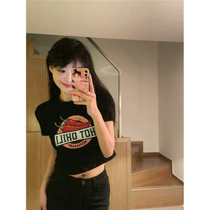 Damen Crop- mit kreativem Druck Norvielle