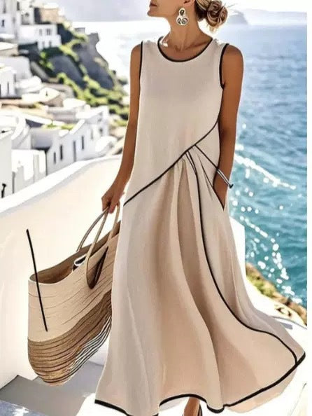Damen Maxikleid Asymmetrischer Schnitt Mit Taschen Norvielle