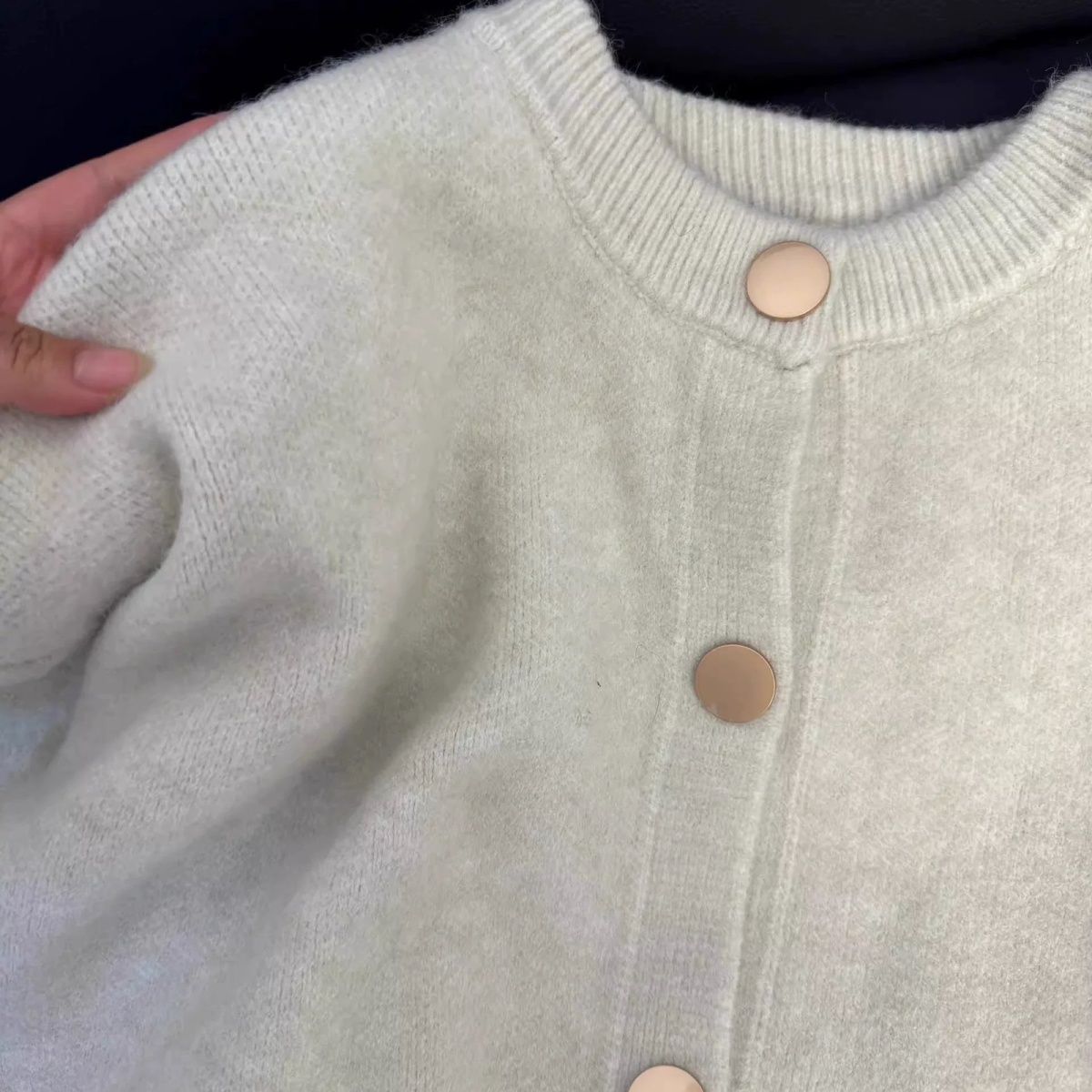 Damen Strickjacke Norvielle Große Knöpfe Flauschig