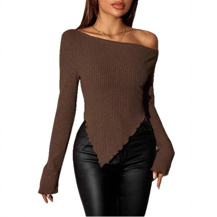 Damen Asymmetrischer Strickpullover Norvielle