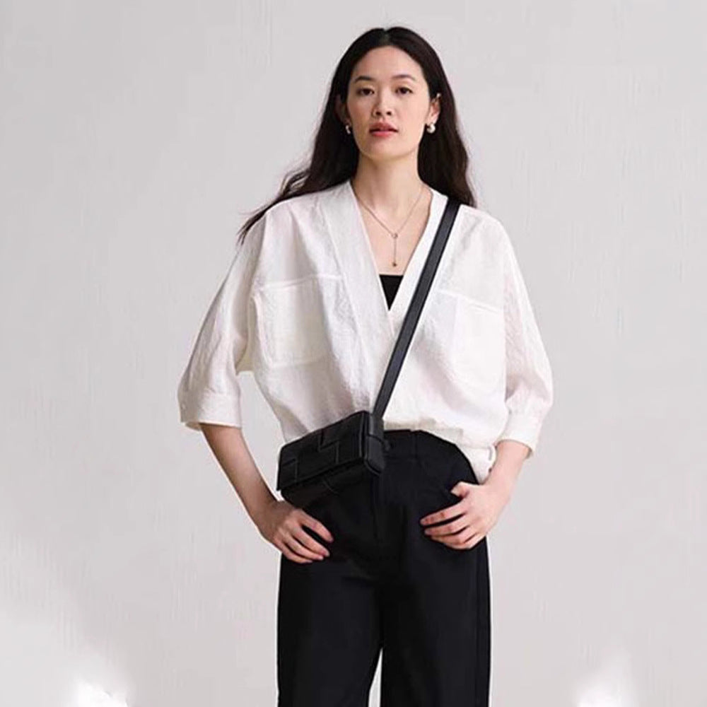 Damen Offen Geschnittene Bluse Elegant Norvielle