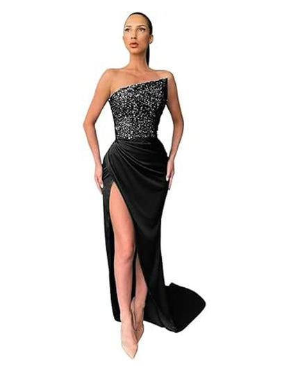 Damen Abendkleid Asymmetrisch Norvielle Hocher Beinschlitz