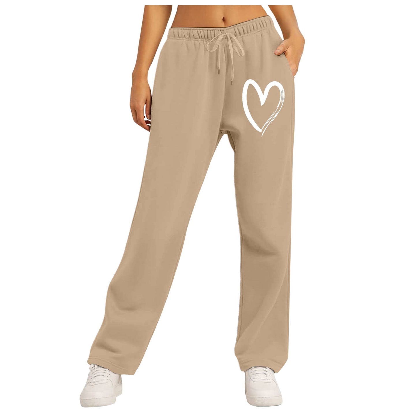 Damen Freizeithose Elastischer Bund Herzmotiv Norvielle