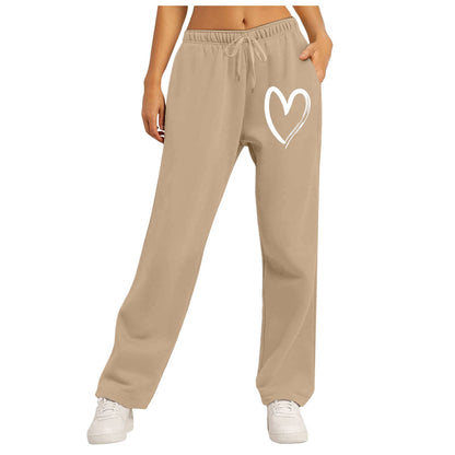 Damen Freizeithose Elastischer Bund Herzmotiv Norvielle