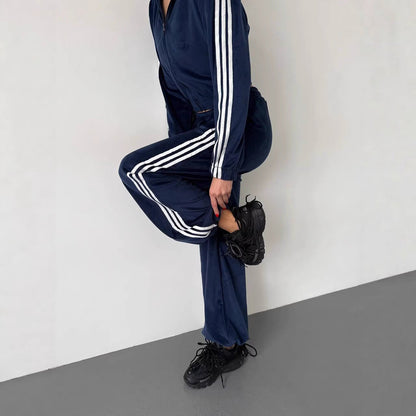 Damen Fleece Sportanzug Cropped Jacke Weite Hose Norvielle