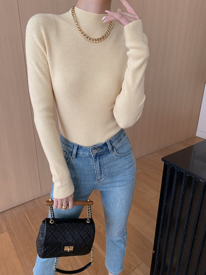 Damen Feinstrickpullover Hochkragen Elegante Passform
