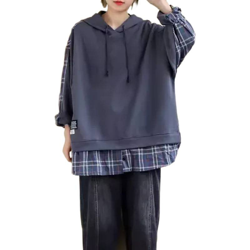 Damen Kapuzenpullover Karo Weich Norvielle