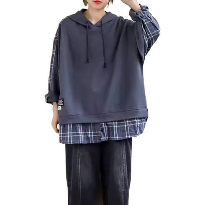 Damen Kapuzenpullover Karo Weich Norvielle
