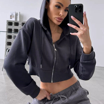 Damen Cropped Zip Hoodie Norvielle