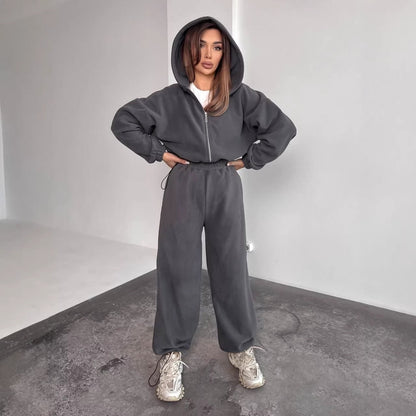 Damen Fleece Hoodie Jogginghose Set