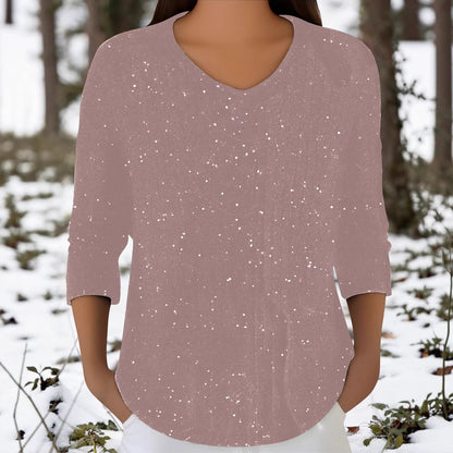 Damen Langarmshirt V-Ausschnitt Baumwolle Norvielle