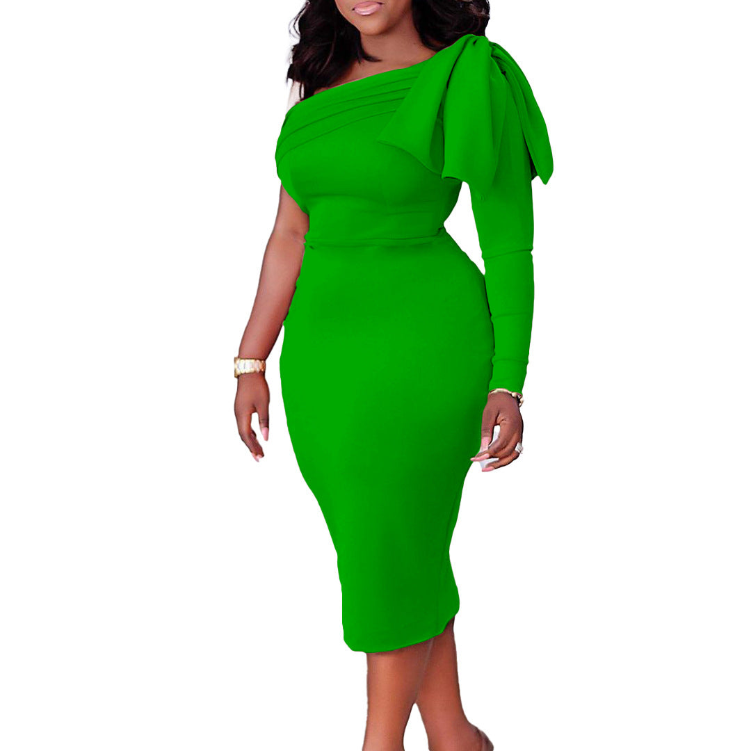 Damen Wickelkleid Asymmetrischer Ausschnitt Schleife Norvielle