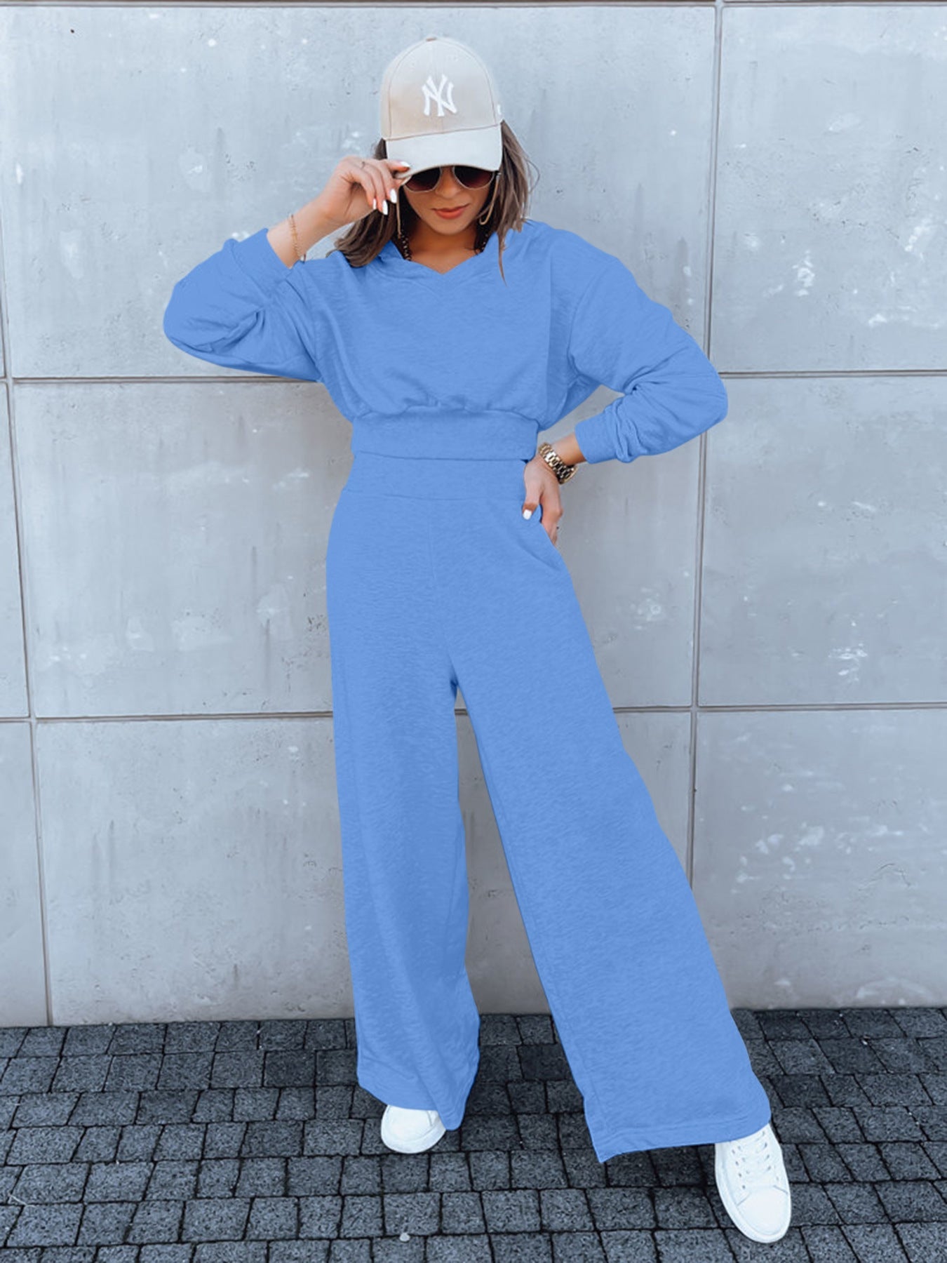 Damen Jumpsuit Weites Bein Kapuze Norvielle