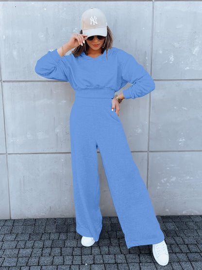 Damen Jumpsuit Weites Bein Kapuze Norvielle