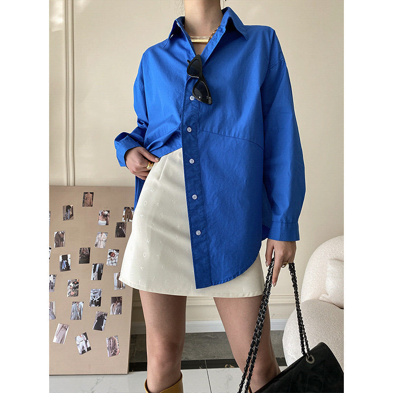 Damen Hemdbluse Oversized Streifenmuster Blau Weiß - Norvielle