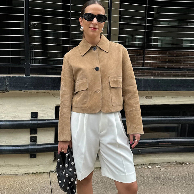Damen Kurzjacke mit Brusttaschen und Knöpfen Norvielle - Norvielle