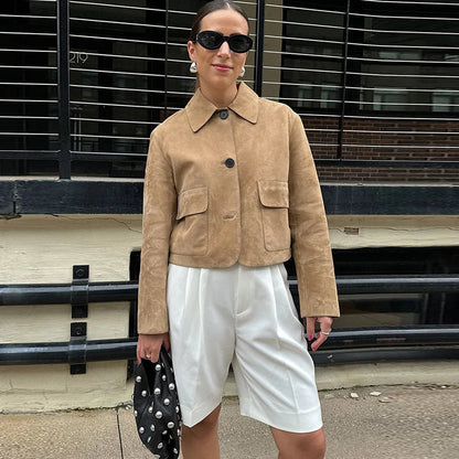 Damen Kurzjacke mit Brusttaschen und Knöpfen Norvielle - Norvielle