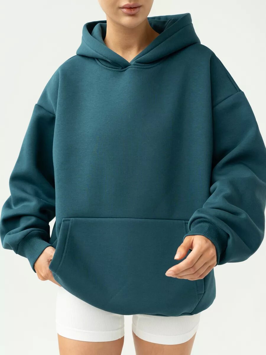Damen Oversize Kapuzenpullover Baumwollmix