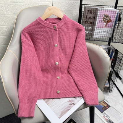 Damen Strickjacke Knopfdetails Modernes Muster Norvielle