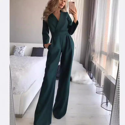 Damen Jumpsuit Figurbetont Weites Bein Norvielle