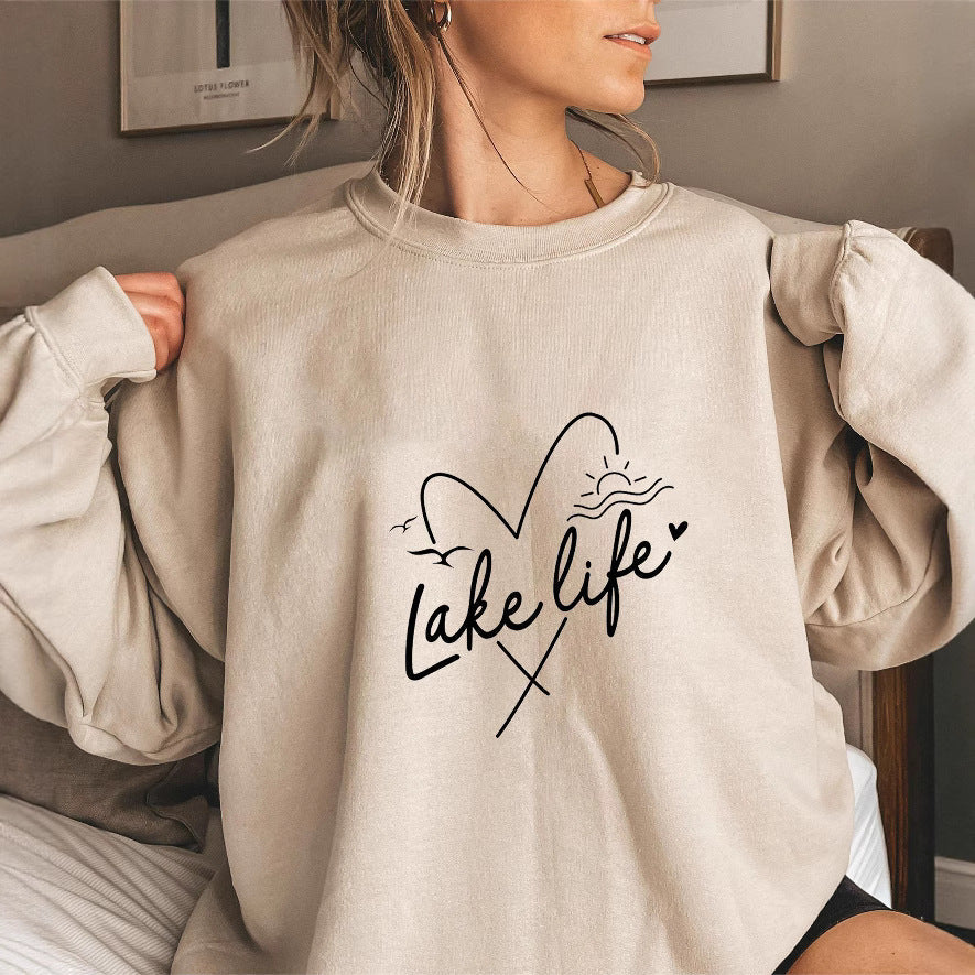 Damen Sweatshirt Kurzärmelig Herzmotiv