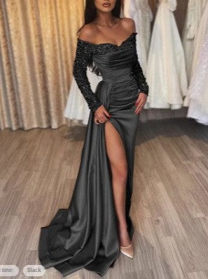 Damen Abendkleid Schulterfrei Pailletten Norvielle