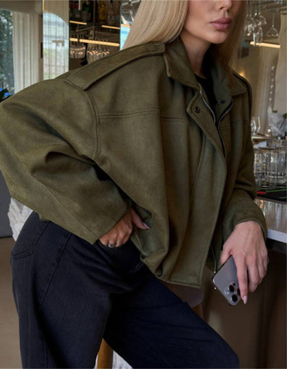 Damen Oversized-Jacke Weiches Baumwollmischgewebe