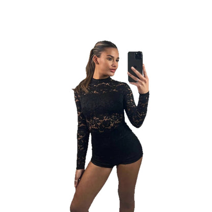Damen Jumpsuit Spitze Figurbetont er Abendanzug