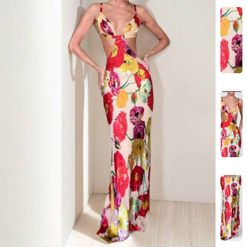 Damen Maxikleid Floralmuster Cut-Out-Design Norvielle - Norvielle