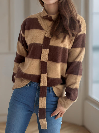 Damen Strickpullover Lässig mit Schlaufenakzenten Norvielle
