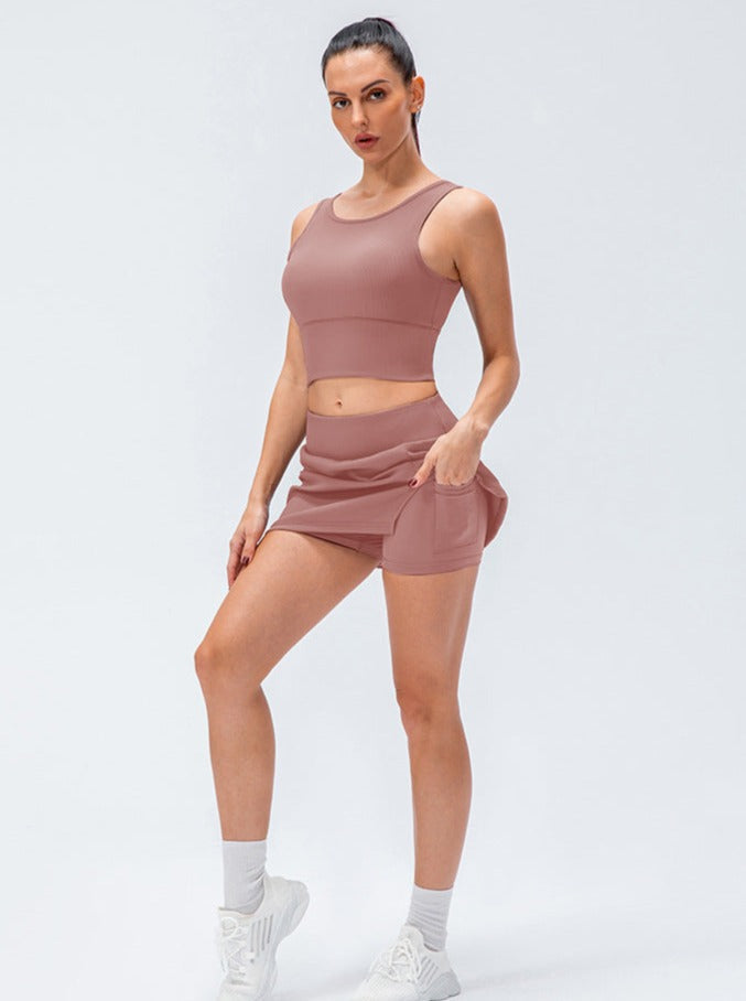 Damen Tennis Skort Mit Schlitz Sportlich - Norvielle
