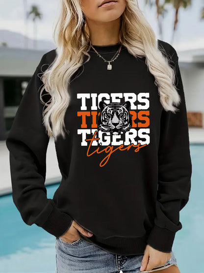 Damen Sweatshirt Tiger-Design Lässig Norvielle