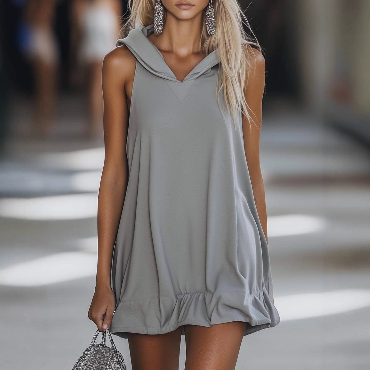 Damen Kapuzenkleid Norvielle