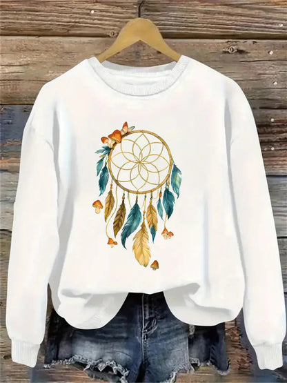 Damen Sweatshirt Traumfänger-Design Baumwolle Norvielle