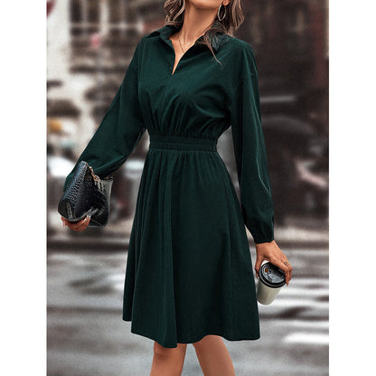 Damen Midi-Kleid mit Taillengummi und Puffärmeln Norvielle