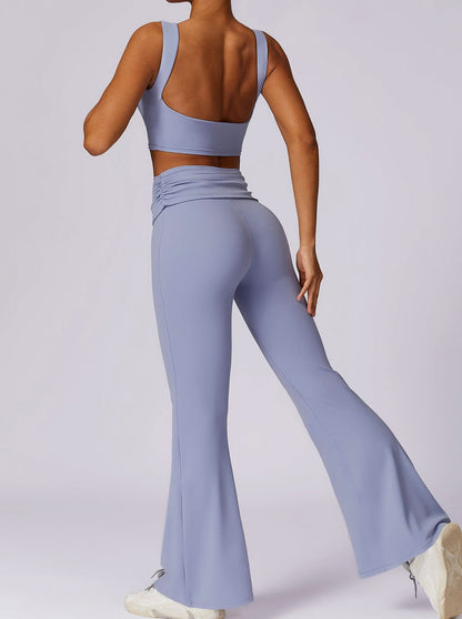 Liana Damen High-Waist Flare Leggings Hellblau