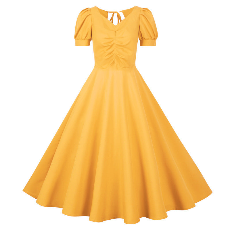 Damen Swingkleid mit Raffung und kurzen Ärmeln Norvielle - Norvielle