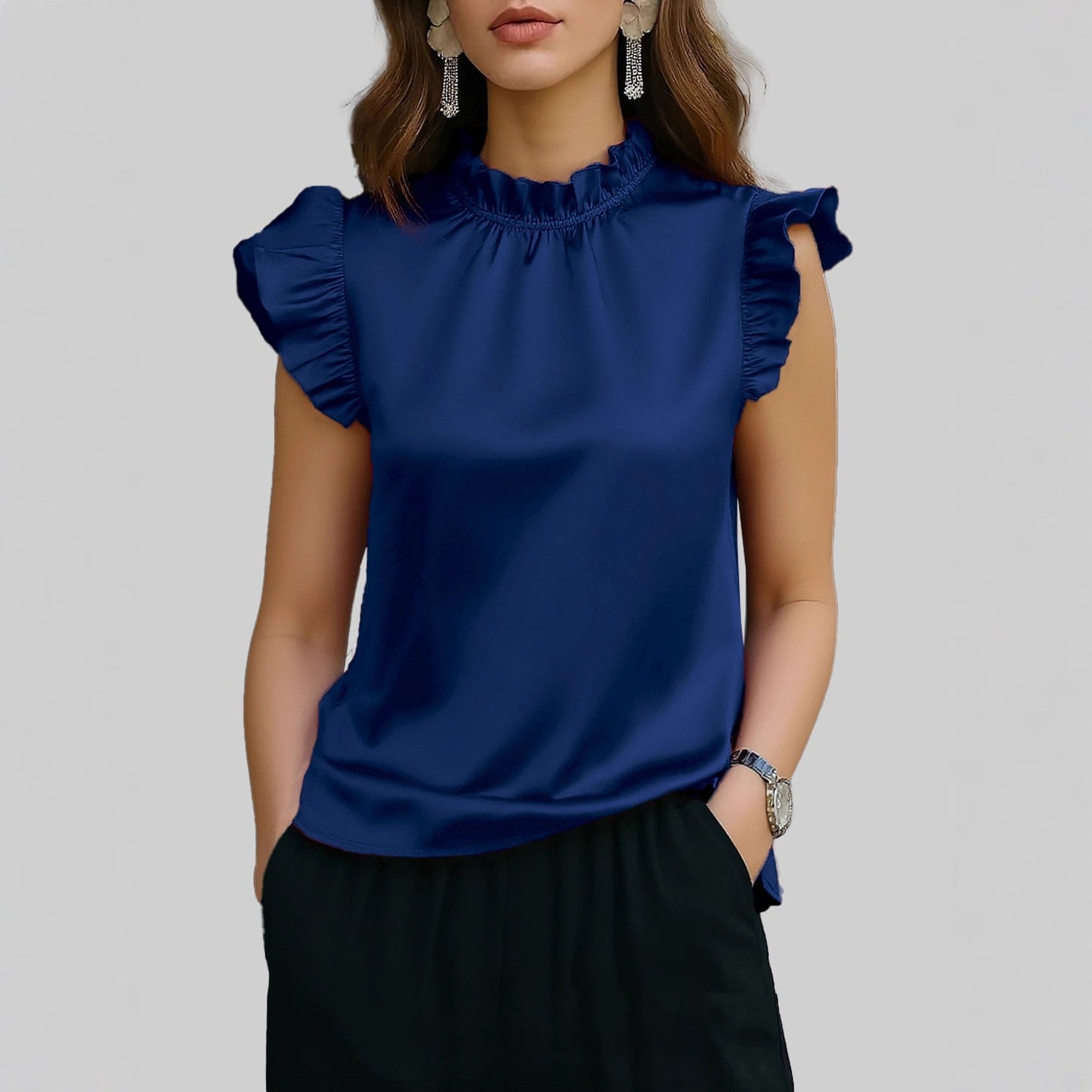 Damen Bluse mit Rüschendetails Stehkragen Elegante Bluse - Norvielle