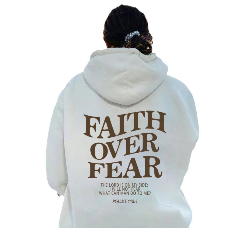 Damen Hoodie Bequem Inspirierender Schriftzug Grau