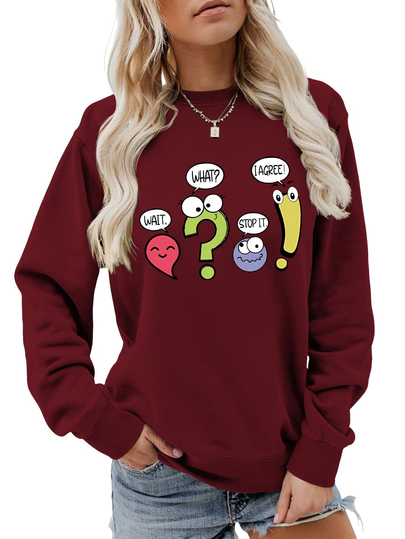 Damen Pullover Lässig Humorvolles Motiv Norvielle