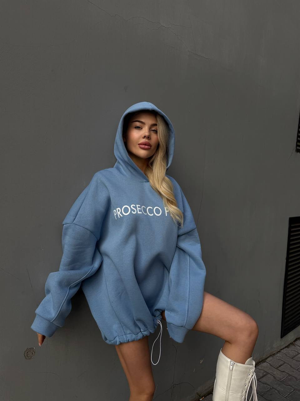 Damen Oversized Hoodie mit Kordelzug und Rippbündchen Norvielle