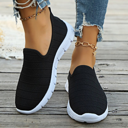 Damen Slip-On Sneakers Atmungsaktives Obermaterial Flexibler Sohle